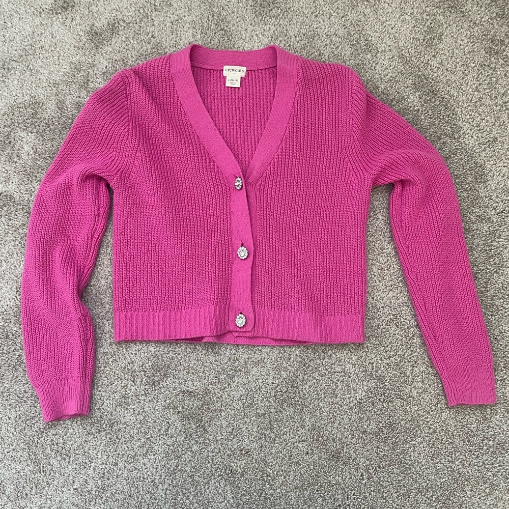 Crewcuts Bright Pink Cropped V-Neck Cardigan